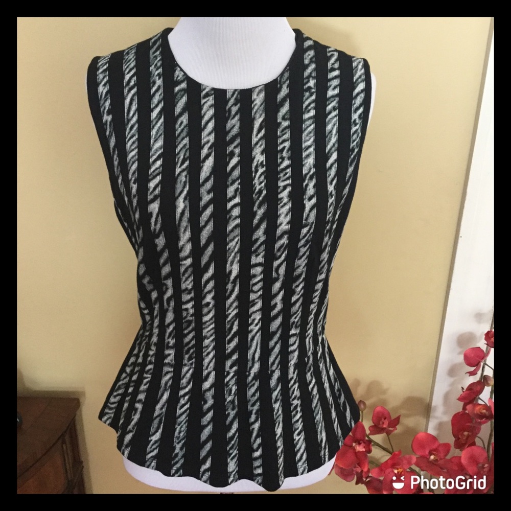 BCBG MAXAZRIA Blue/Black Cheetah Top EUC